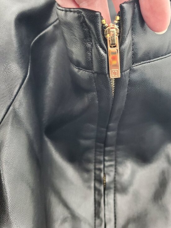 Liz Claiborne Career Faux Leather A-Line Skirt with Gold Accents - 14 - Picture 4 of 6